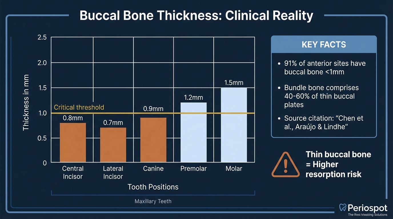 Clinical data showing buccal bone thickness measurements