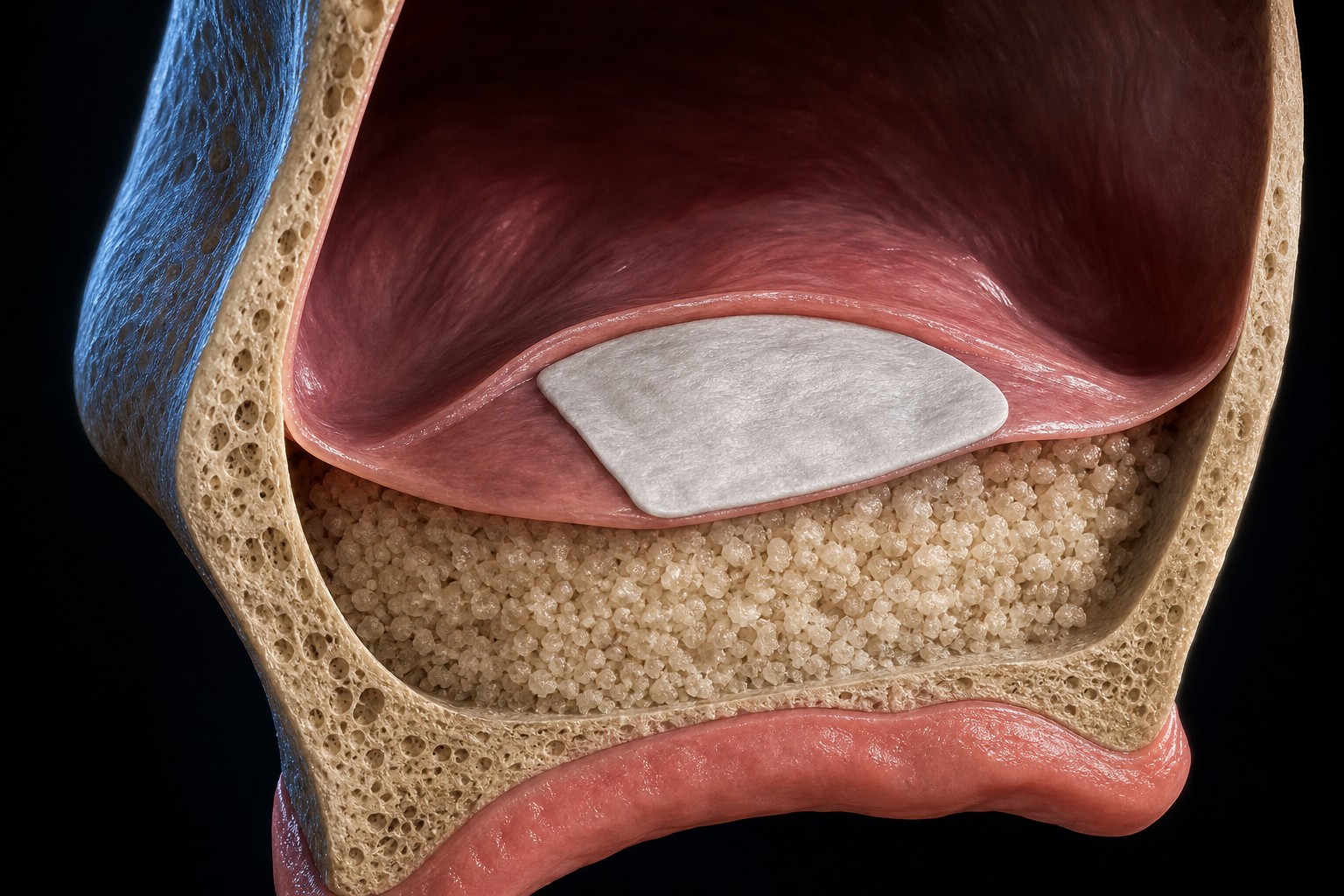 A Schneiderian membrane perforation repaired with a collagen patch over the graft