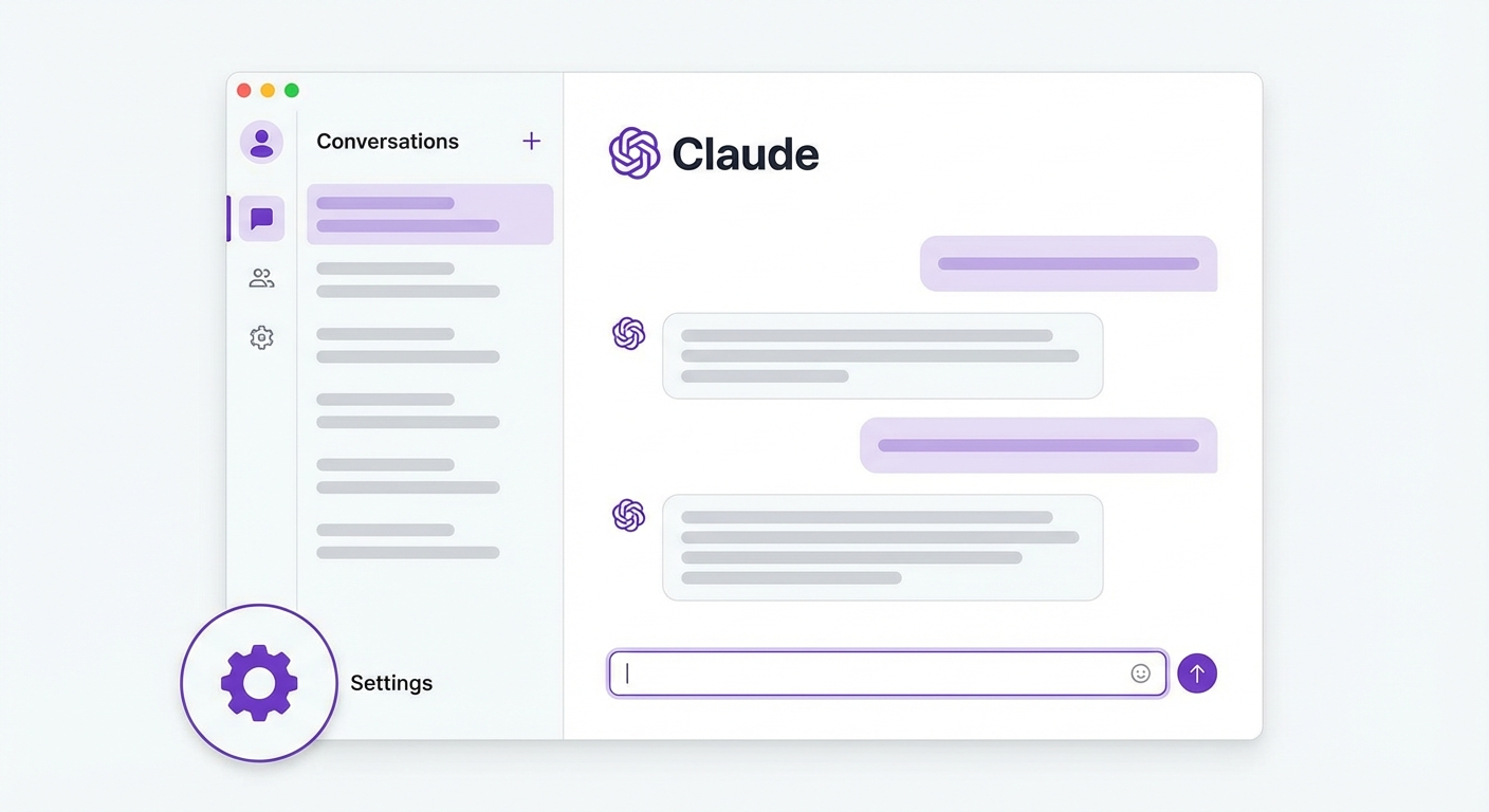 Claude Desktop - find Settings in the sidebar